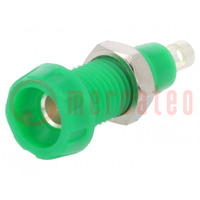 Connector: 4mm banana; socket; 10A; 250VAC; 28.5mm; green; 10mΩ