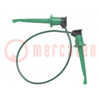 Test lead; 60VDC; 30VAC; 5A; clip-on hook probe,both sides; green