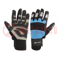 Protective gloves; Size: 9; black/blue; microfiber,plastic