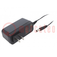 Power supply: switched-mode; mains,plug; 12VDC; 1.5A; 18W; 85%
