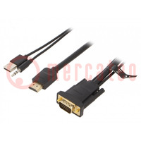 Cable; HDMI 1.4; PVC; 1m; black; 32AWG; Core: Cu,tinned