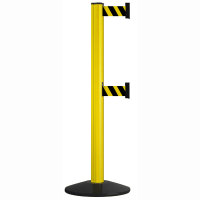 "Gurtabsperrung Absperrpfosten ""Safety Double Belt"" aus Alu, Höhe Pfosten: 1m, gelb"