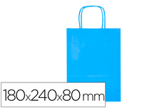 BOLSA PAPEL Q-CONNECT CELULOSA CELESTE XS CON ASA RETORCIDA 180X240X80 MM