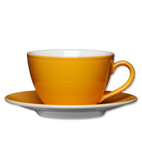 Milchkaffeetasse0,32 l mit Untertasse 16cm, Farbe: apricot / aprikose, Form: