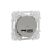 Odace - prise USB double - type A+C - Alu - 5 Vcc - 2,4A (S530401)