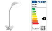UNiLUX LED-Klemmleuchte SAMY, flexibler Arm, weiß (64000430)
