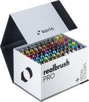 KARIN Real Brush Pen Pro 0.4mm 31C13 Mega Box, 3 Blender 72 Stück