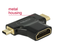 Adapter High Speed HDMI mit Ethernet - HDMI-A Buchse an Mini-C Stecker + Micro-D Stecker schwarz, De