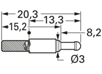 Batterielade- und Schnittstellenkontakt mit Tastkopf, Rundkopf, Ø 2.65 mm, Hub 3