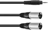 Omnitronic 30225158 XLR Átalakító kábel [1x Jack dugó, 3,5 mm-es - 2x XLR dugó, 3 pólusú] 1.50 m Fekete