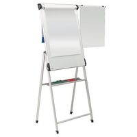 Mobile conference pro whiteboard and flipchart easel with sidearm