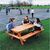 Wooden outdoor picnic tables