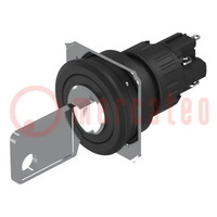 Switch: rotary with key; 22mm; Stabl.pos: 2; NC + NO; flat; 51
