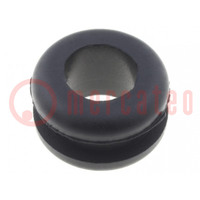 Grommet; Ømount.hole: 9mm; Øhole: 6mm; rubber; black