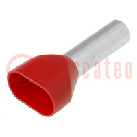 Tip: bootlace ferrule; insulated,double; copper; 10mm2; 18mm; red