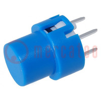 Switch: keypad; Pos: 2; SPST-NO; 0.01A/35VDC; blue; THT; 1.3N; round