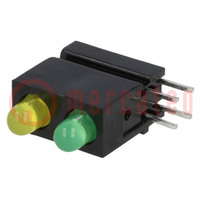 LED; in housing; green/yellow; 3mm; No.of diodes: 2; 20mA