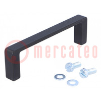 Handle; aluminium; black; H: 28mm; L: 98mm; W: 10mm