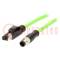 Adapter; M12 male,RJ45 plug; D code-Ethernet; PIN: 4; IP67; Cat: 5e