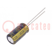 Condensatore: elettrolitico; low ESR; THT; 33uF; 100VDC; Ø8x15mm