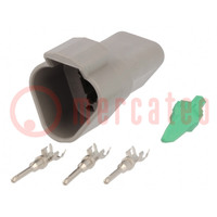 Connector: wire-wire; DT; male; plug; for cable; PIN: 3; crimped