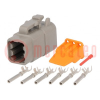 Connector: wire-wire; DTM; female; plug; for cable; PIN: 6; crimped