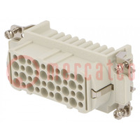 Connector: HDC; contact insert; female; S-D; PIN: 25; size 16B; 10A