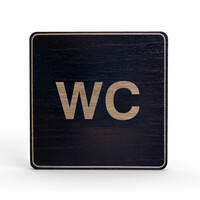Tello Wood Holz-Türschild eckig, Material: Eiche Furnier, Maße 10,0 x 10,0 cm, Farbe: Schwarz, Motiv: Eiche Natur Version: 15 - WC