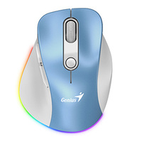 Mysz bezprzewodowa, Genius Ergo 9000S Pro, biało-niebieska, optyczna, 2400DPI