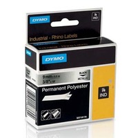 Dymo oryginalny taśma do drukarek etykiet, Dymo, 18485, S0718170, czarny druk/metaliczny podkład, 5.5m, 9mm, RHINO poliestrowa trw