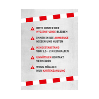 Znak informacyjny / Naklejka okienna / Folia na mikroprzyssawki „Hygienehinweise“