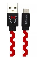 Kabel USB microUSB 1m Minnie kropki czerwony