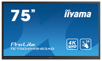 iiyama TE7504MIS-B3AG signage display Interaktywny płaski panel 190,5 cm (75") Wi-Fi 400 cd/m² 4K Ultra HD Czarny Ekran dotykowy Procesor wbudowany iiWare 9.0