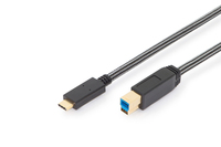Ednet USB Type-C Verbindungskabel, Typ C auf B St/St, 1,0 m, voll ausgestattet, Gen2, 3A, 10GB CE, Baumwolle, gold, si/bl