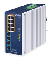 PLANET IP30 Industrial 8-Port Unmanaged Gigabit Ethernet (10/100/1000) Aluminium, Blauw
