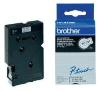 Brother Gloss Laminated Labelling Tape - 12mm, Black/White, 10-pk címkéző szalag TC