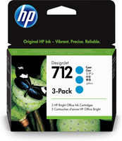 HP Pack de 3 cartouches d'encre DesignJet 712, cyan, 29 ml