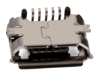 Würth Elektronik WR-COM wire connector Micro USB 2.0 SMT Type B Horizontal 5 Contacts Black, Nickel