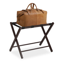 Relaxdays Kofferständer klappbar, Holz Gepäckablage, HBT: 54,5 x 66 x 44 cm, Kofferhocker für Hotel & Zuhause, schwarz