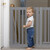 Relaxdays Absperrgitter, freistehendes Schutzgitter mit Tür, HxB: 70x207 cm, faltbar, mit Füßen, Kinder & Hunde, grau