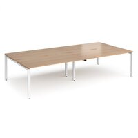 Adapt double back to back desks 3200mm x 1600mm - white frame and beech top