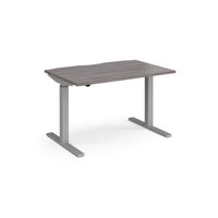 Elev8 Mono straight sit-stand desk 1200mm x 800mm - silver frame and grey oak to