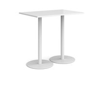Monza rectangular poseur table with flat round white bases 1200mm x 800mm - whit