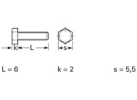 Sechskantschraube, Außensechskant, M3, 6 mm, Polyamid, DIN 933/ISO 4017