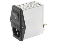 IEC-Stecker-C14, 50 bis 60 Hz, 4 A, 250 VAC, 1.6 W, 1.5 mH, Flachstecker 6,3 mm,