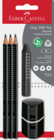 Bleistiftset GRIP 2001 inkl. Spitzer und Radierer, schwarz, auf Blisterkarte