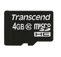 4GB MICRO SDHC10(NOBOX+ADAPTER TS4GUSDC10, 4 GB, MicroSDHC, Class 10, 10 MB/s, Black