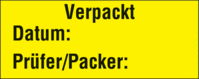 Rollen-Etiketten - Verpackt Datum: Prüfer/Packer:, Fluoreszierend-Gelb, Papier