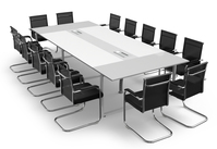 Titelbild: Konferenztisch-Set ANJA360i in Lichtgrau-Weiß mit Induktionsladestation Lichtgrau-Weiss + 14 Stühle MARINA