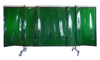 TransFlex Schutzwand, 3-teilig, fahrbar, Vorhang 0,4 mm Dicke, eurogrün Bausatz,